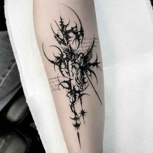 Angel Blade Sleeve temporary tattoo, view 2 — Yuka Ink