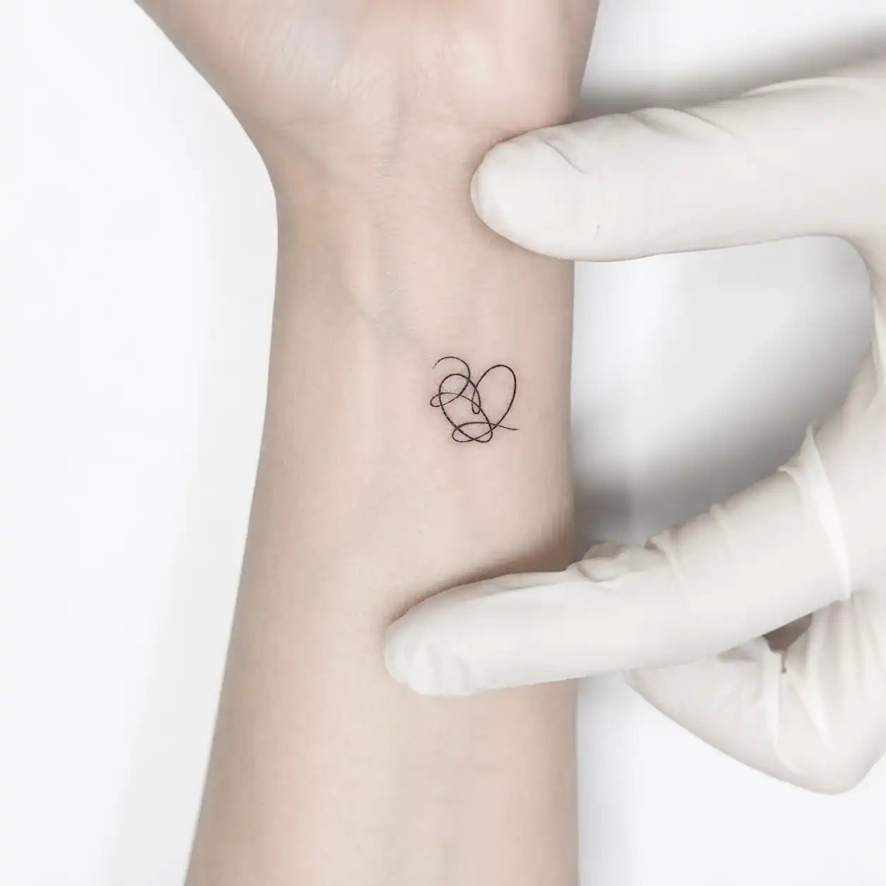 Continuous Line Hearts Temporary Tattoo