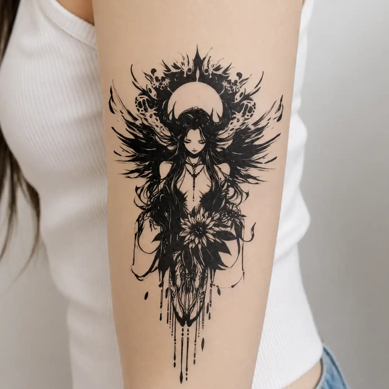 Goddess Sleeve temporary tattoo, view 2 — Yuka Ink