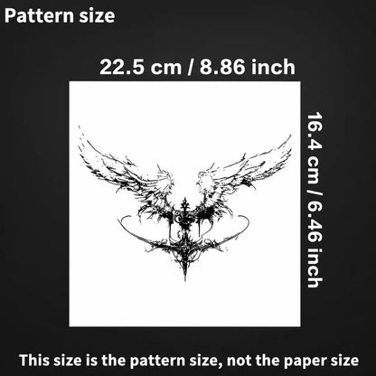 Crowned Wings Back temporary tattoo, view 3 — Yuka Ink
