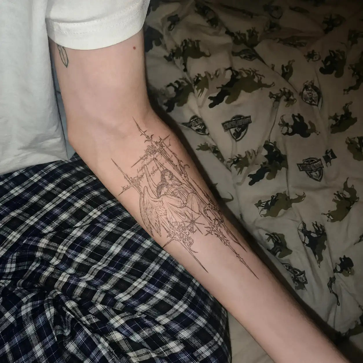 Angel Cross Sleeve temporary tattoo — Yuka Ink