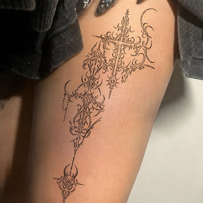 Cross Totem Sleeve temporary tattoo, view 2 — Yuka Ink