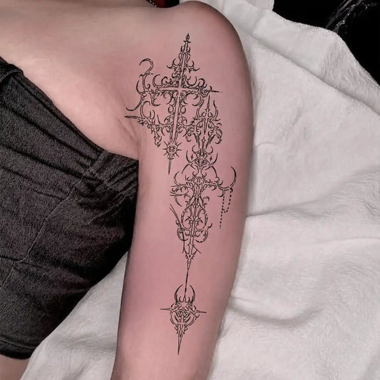 Cross Totem Sleeve temporary tattoo — Yuka Ink