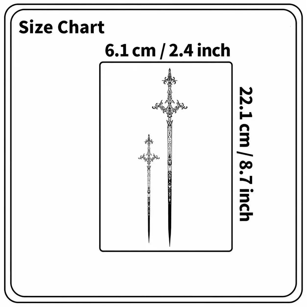 Long Sword Leg temporary tattoo, view 3 — Yuka Ink