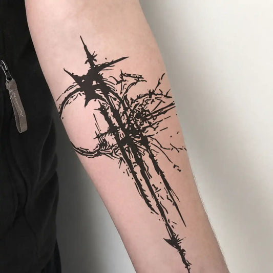Barbed Cross Tattoo temporary tattoo, view 2 — Yuka Ink