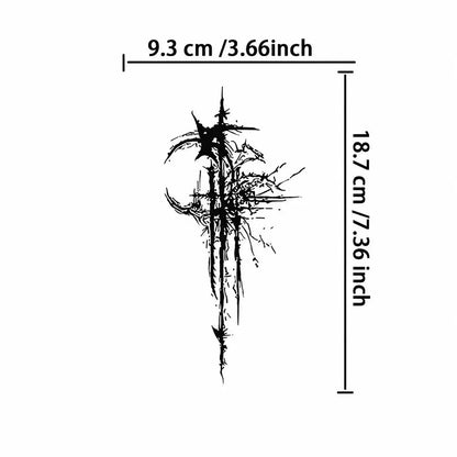 Barbed Cross Tattoo temporary tattoo, view 3 — Yuka Ink