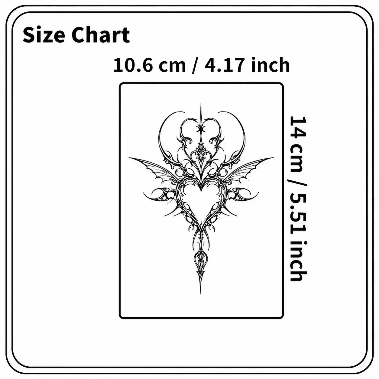 Winged Heart Tattoo temporary tattoo, view 3 — Yuka Ink