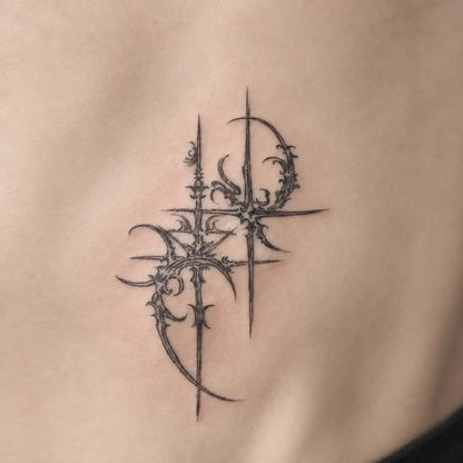 Black Gothic Cross Tattoo temporary tattoo — Yuka Ink