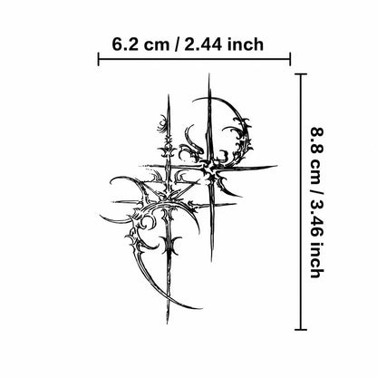 Black Gothic Cross Tattoo temporary tattoo, view 3 — Yuka Ink