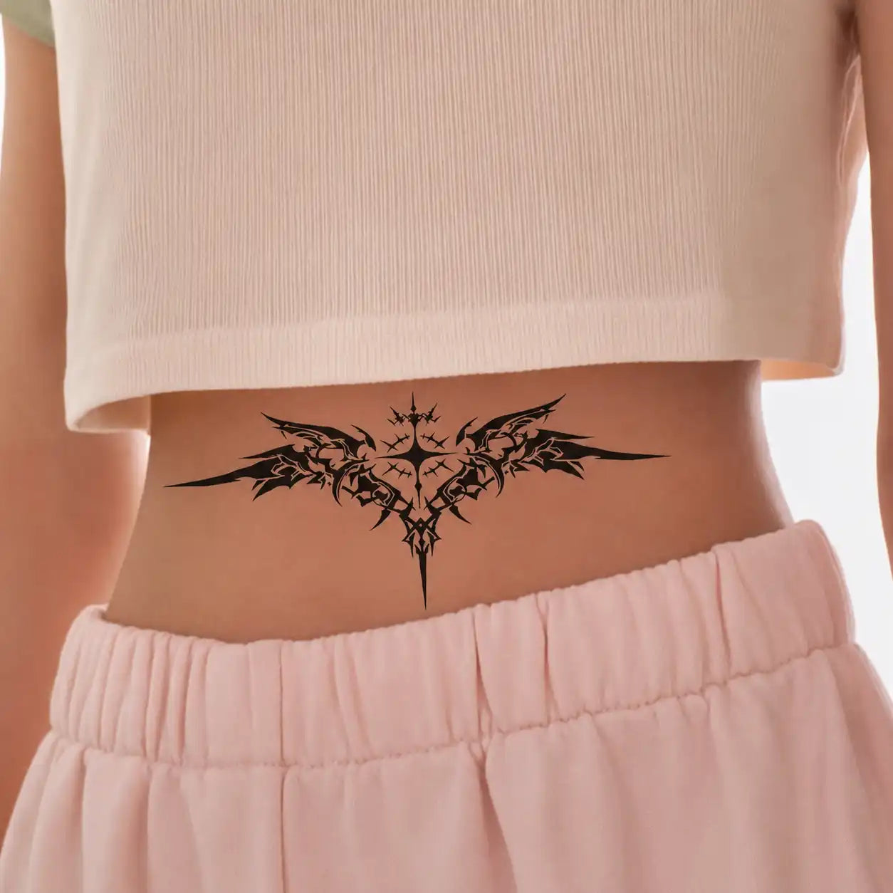 Angel Wings Back temporary tattoo, view 3 — Yuka Ink