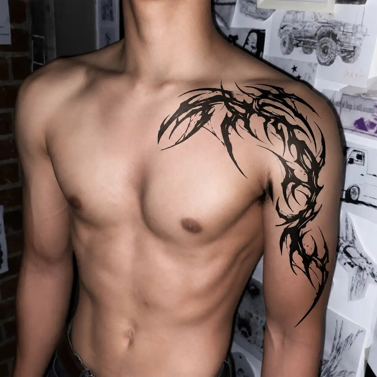 Thorn Wing Sleeve temporary tattoo — Yuka Ink
