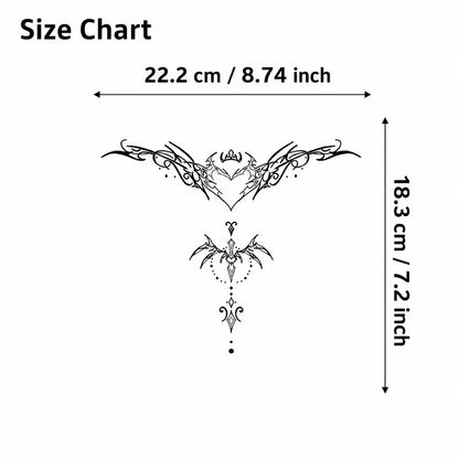 Winged Ornament Back temporary tattoo, view 3 — Yuka Ink