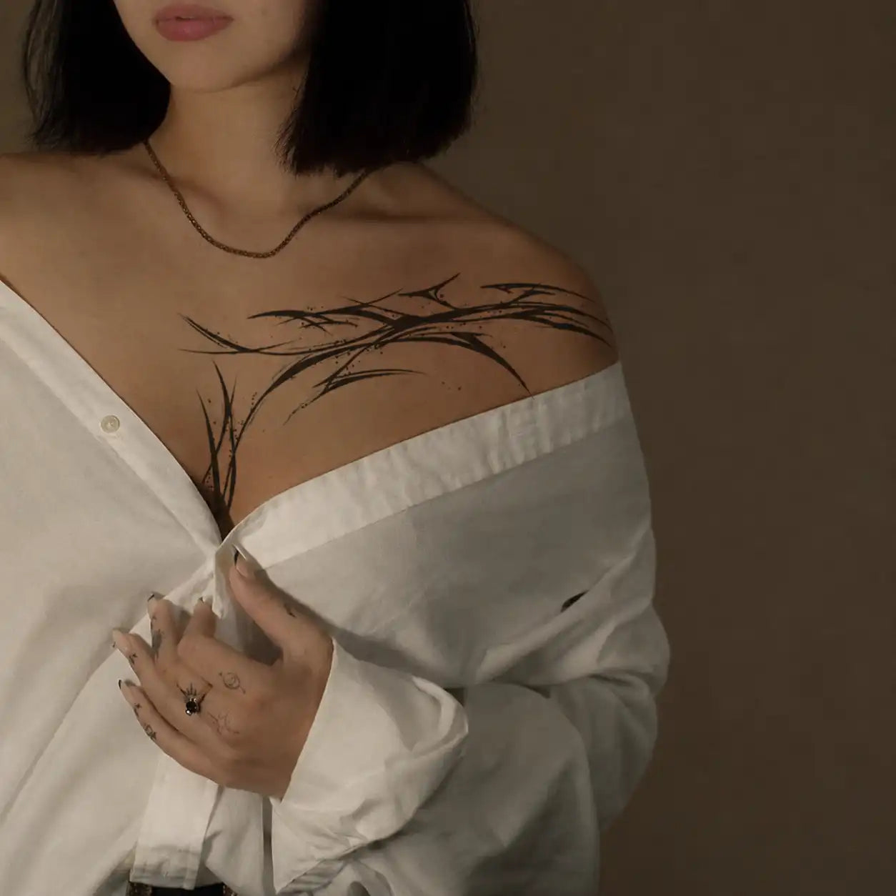 Dark Lines Chest temporary tattoo — Yuka Ink