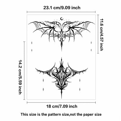 Bat Wings Chest temporary tattoo, view 3 — Yuka Ink