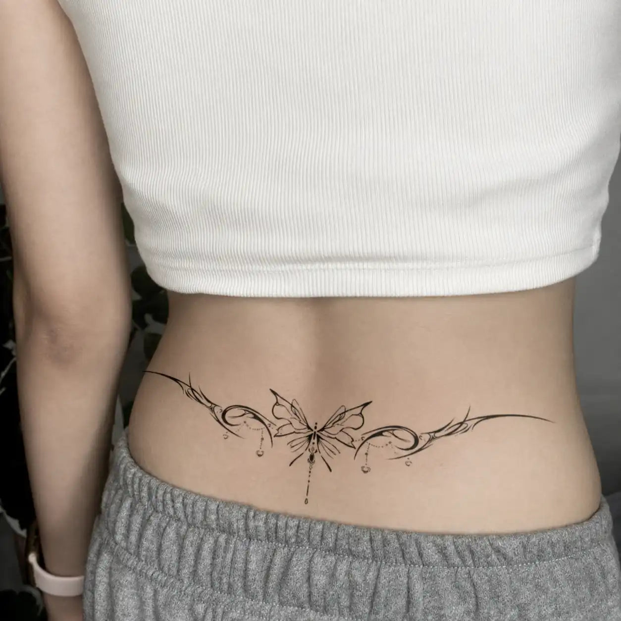 Butterfly Ornament Back temporary tattoo, view 2 — Yuka Ink