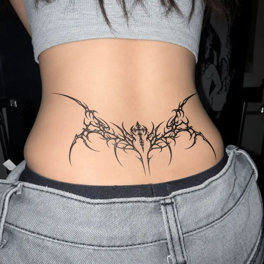 Gothic Wings Back temporary tattoo — Yuka Ink