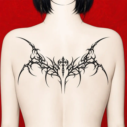 Gothic Wings Back temporary tattoo, view 2 — Yuka Ink