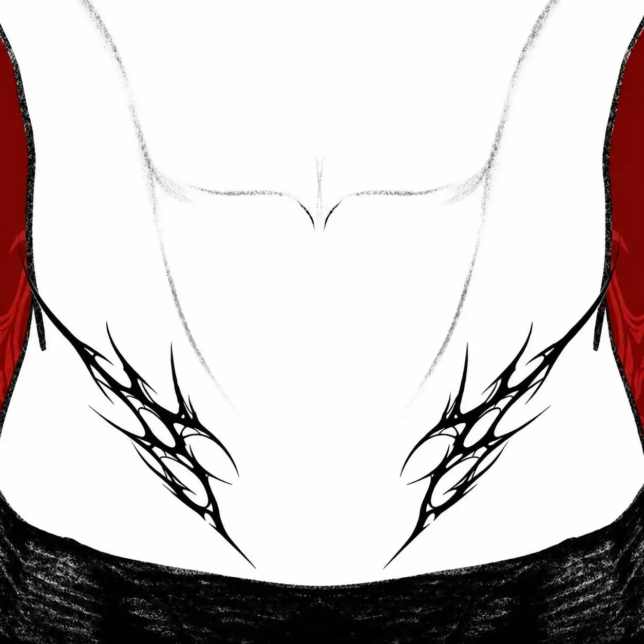 Fallen Thorn Hip temporary tattoo, view 2 — Yuka Ink