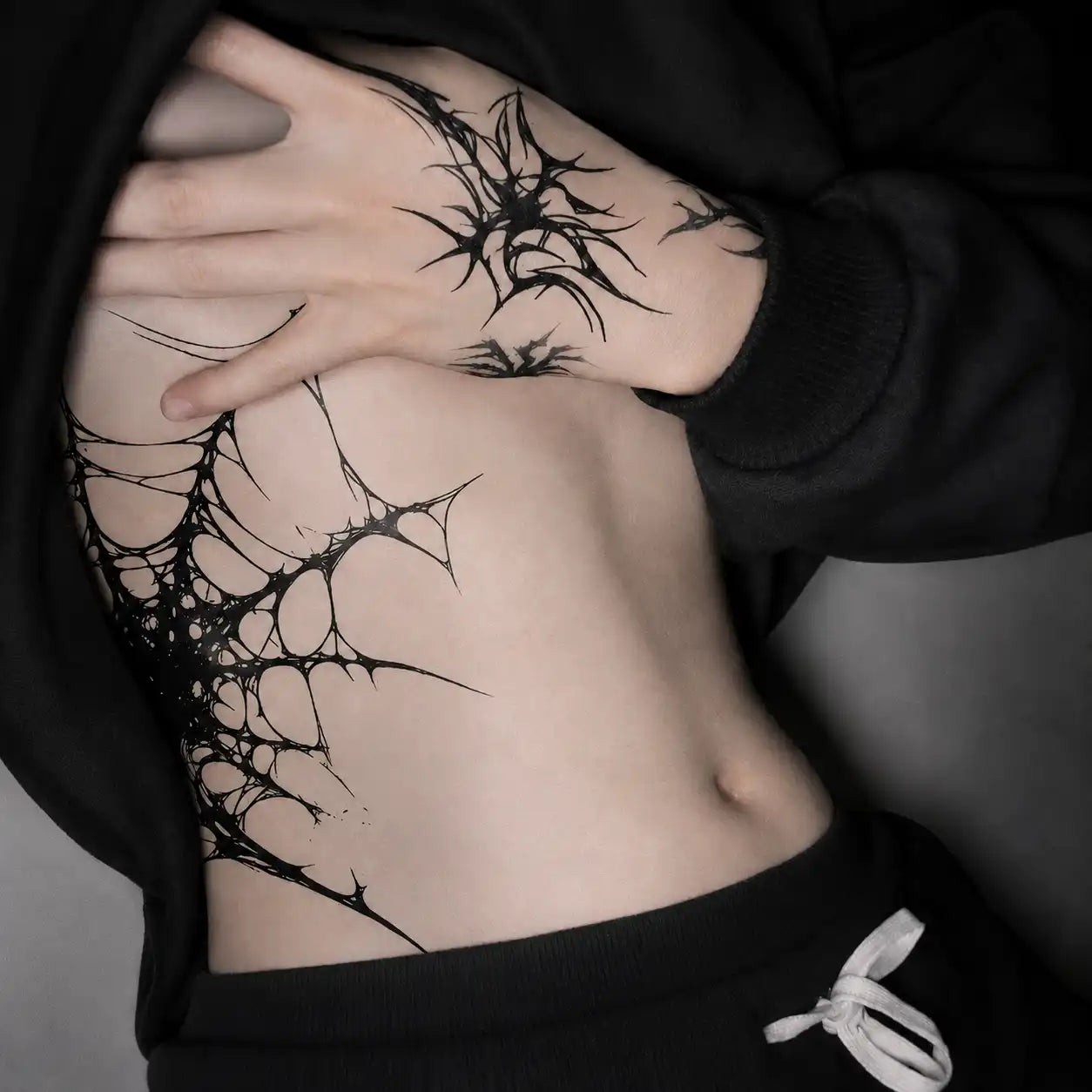 Spider Web Hip temporary tattoo — Yuka Ink