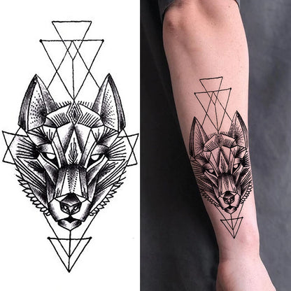 Geometric Fox Totem Sleeve temporary tattoo — Yuka Ink