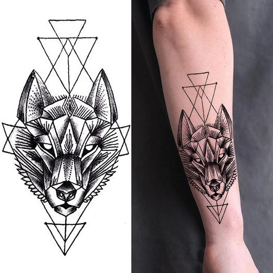 Geometric Fox Totem Sleeve temporary tattoo — Yuka Ink