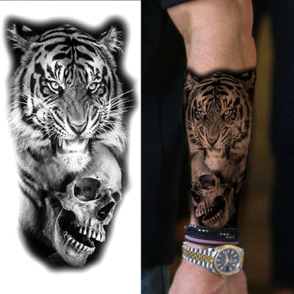 Tiger Skull Shadow Sleeve temporary tattoo — Yuka Ink
