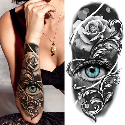 Rose Eye Baroque Sleeve temporary tattoo — Yuka Ink