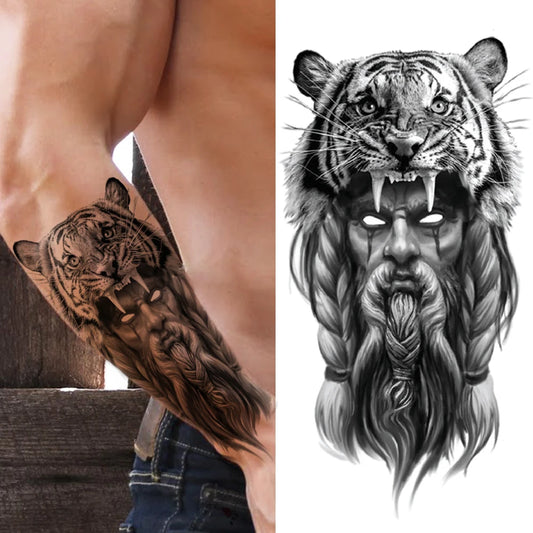 Tiger Warrior Sleeve temporary tattoo — Yuka Ink