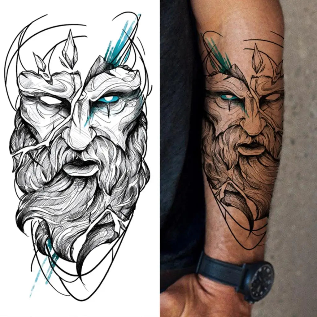Norse Thunder God Sleeve temporary tattoo — Yuka Ink