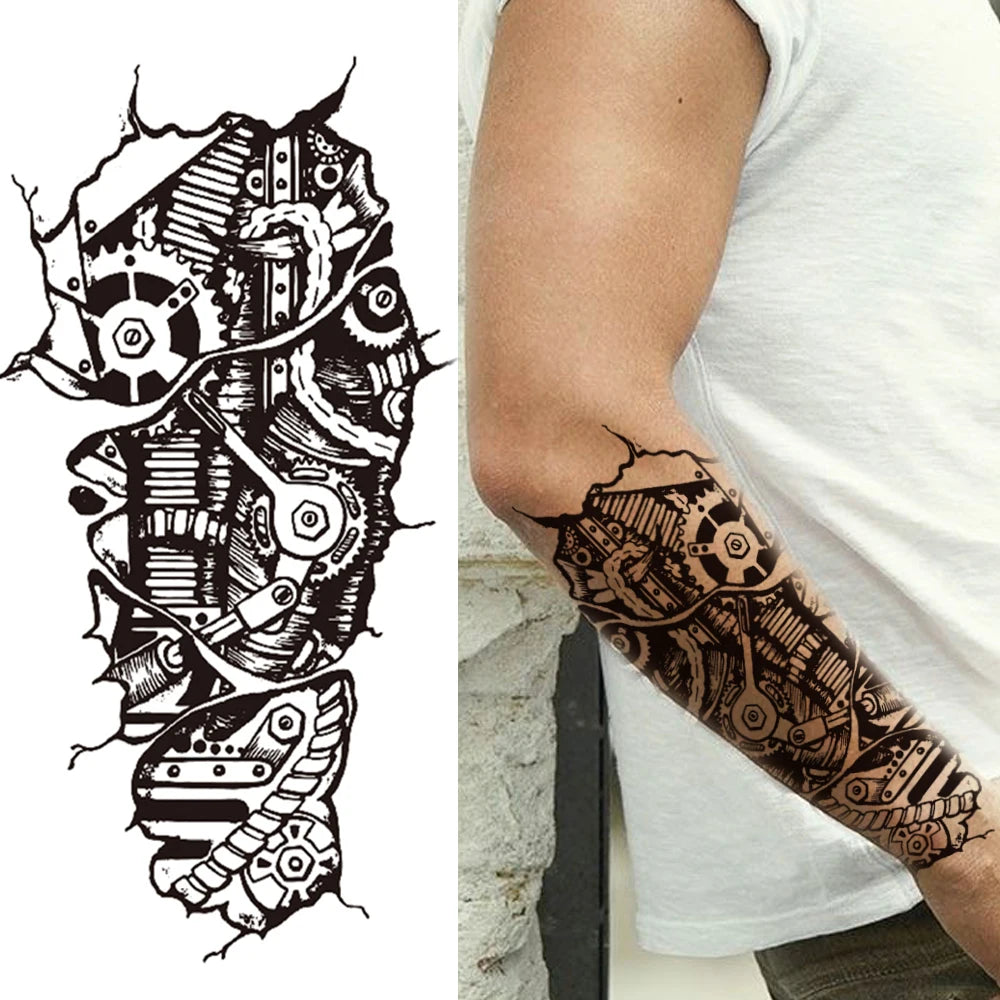 Mechanical Circuit Sleeve temporary tattoo — Yuka Ink