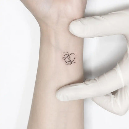 Continuous Line Hearts Temporary Tattoo