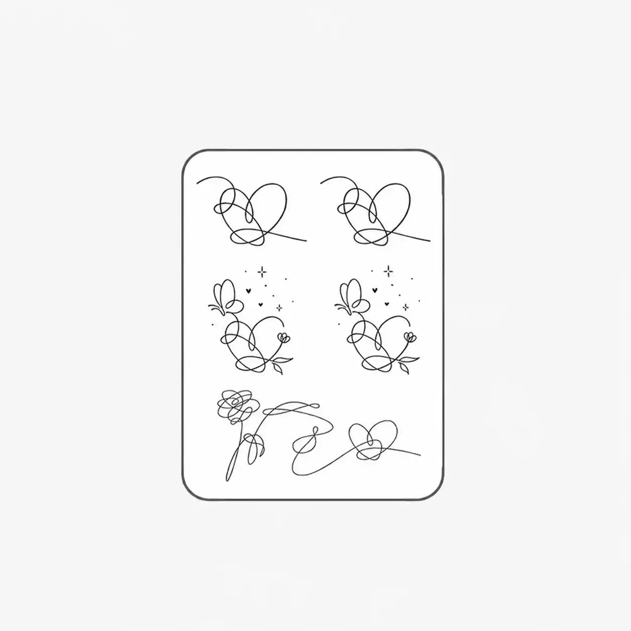 Continuous Line Hearts Temporary Tattoo