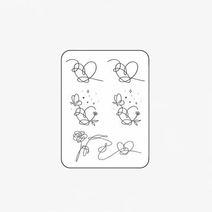 Continuous Line Hearts Temporary Tattoo