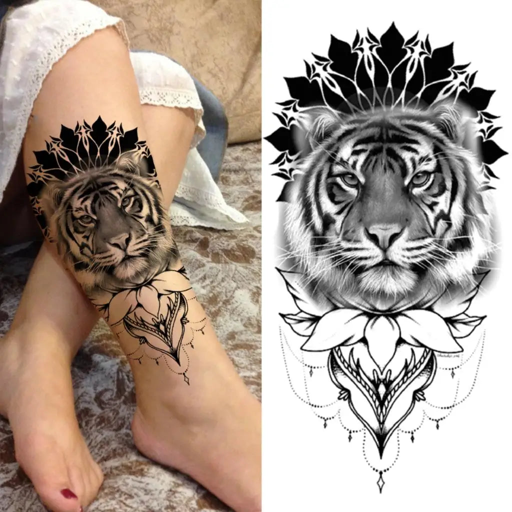 Ornamental Tiger Mandala Sleeve temporary tattoo — Yuka Ink