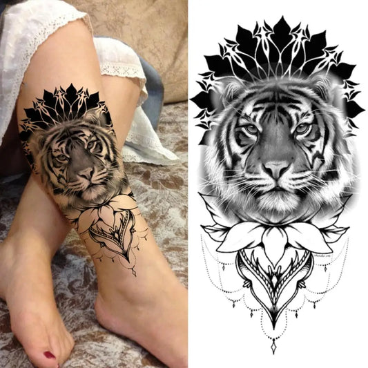 Ornamental Tiger Mandala Sleeve temporary tattoo — Yuka Ink