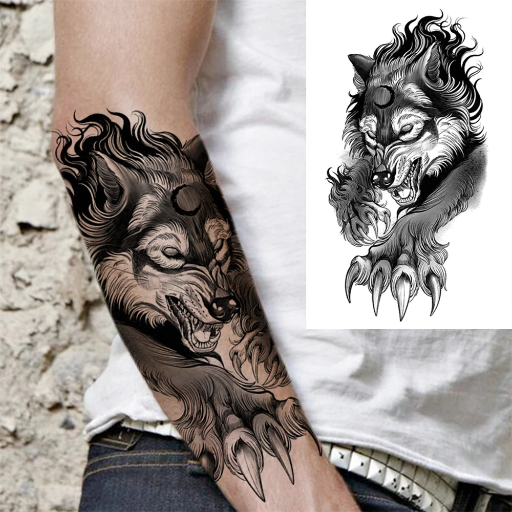 Demonic Wolf Sleeve temporary tattoo — Yuka Ink