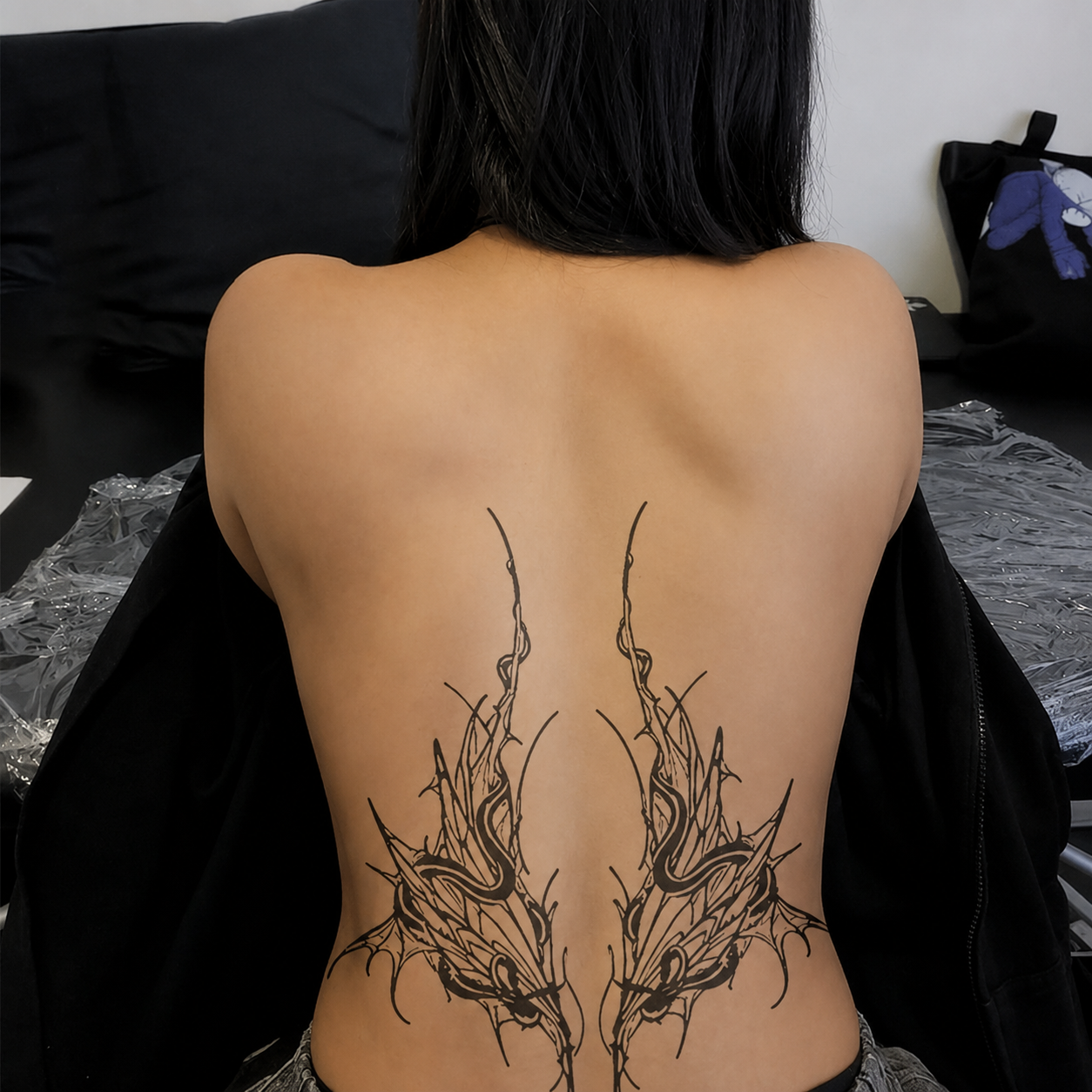 Wild Bloom Twin Back temporary tattoo, view 2 — Yuka Ink